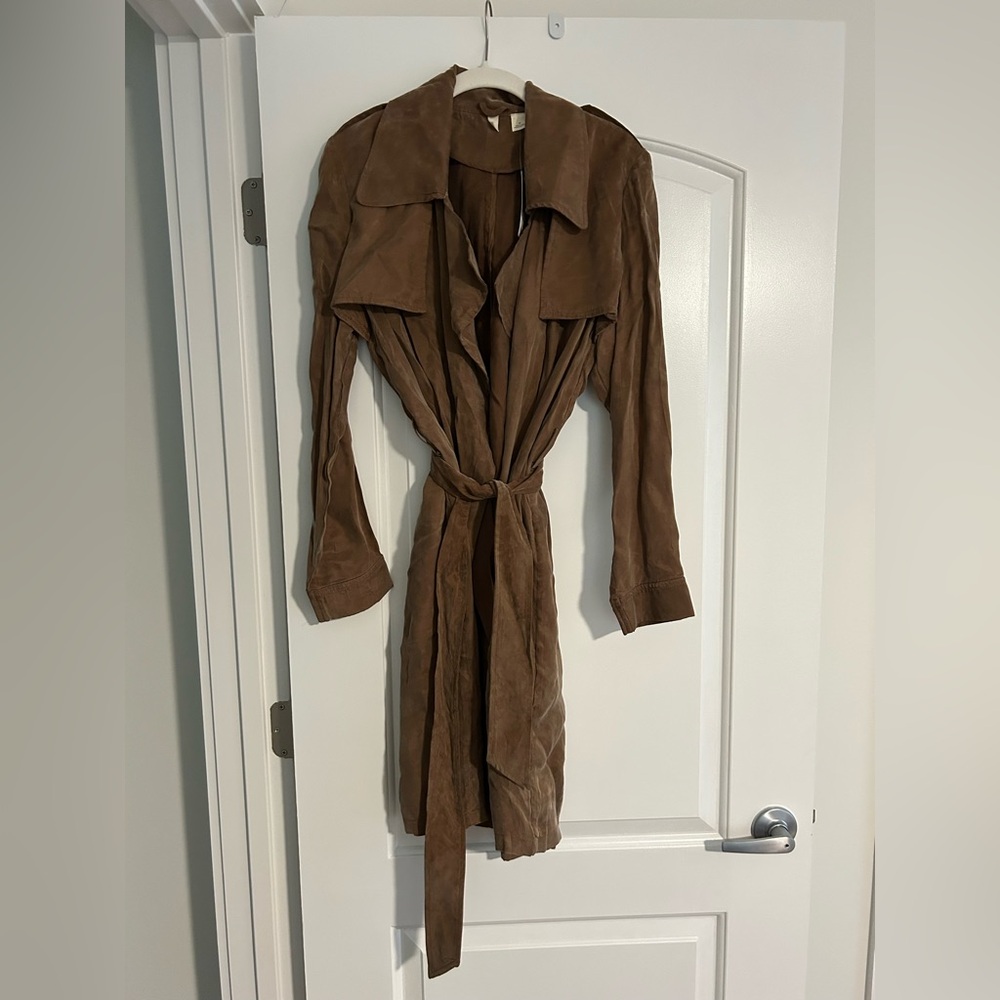 Brown Suede Trench Coat